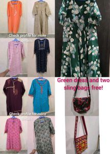 Set Of 8 Kurtis With 3 Freebies.