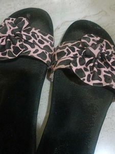 Animal Print Black Slides