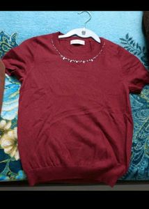 Women Maroon Stylish Neck Top