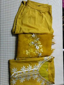 Embroidered Mustard Kurti