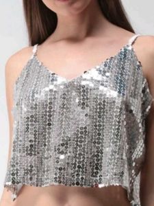 Shein Dupe Silver Sequin Top