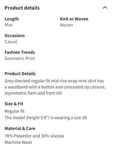 Tokyo Talkies Grey Checked Wrap Skirt