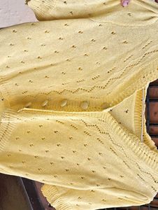 Dainty Yellow Knit Cardigan | Puff Sleeve Top