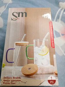 Glass Cup with Straw