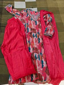 Red Printed Kurta Set