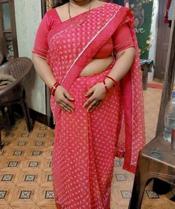 Pink Glitter Saree