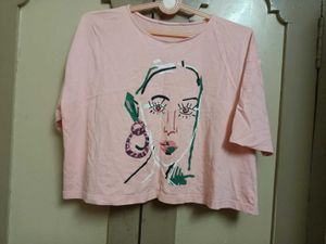 Peach Graphic Print Tee