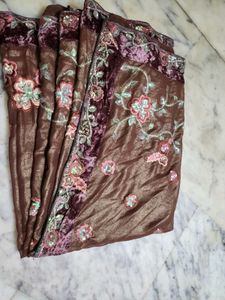 vintage saree with velvet border.