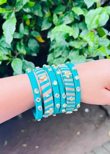 Teal &amp; Gold Bangle Set