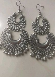 Silver Tone Drop Earrings Combo Of 2