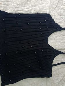 Black Beaded Halter Top