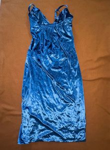 💙 Luxurious Royal Blue Velvet Ruched Cocktail Dre