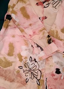 Peach Embroidered Coord Set