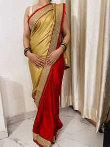 Elegant Gold & Red Festive Saree