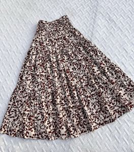 Brown Floral Tiered Maxi Skirt
