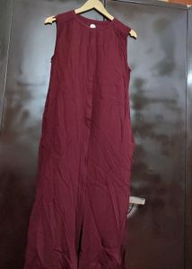 Burgundy Color Cut Sleeves Kurti For 32 Bust