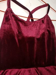 Maroon Velvet Mini Dress