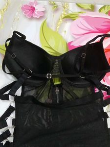 (1136)Black Mesh Lingerie Set