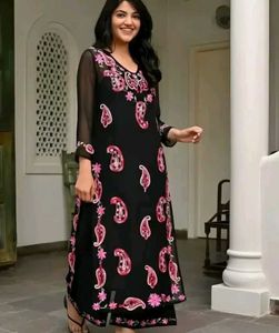 New Black Chikankari Kurta Plazo Set