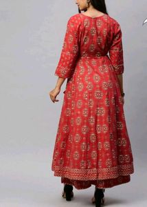 Ishin Women Pure Cotton Anarkali Kurta Plazzo Set
