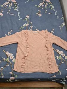 Pink Ruffle Trim Blouse