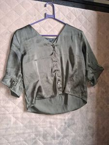 Olive Green Button-Down Top