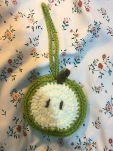 Crochet Apple Keychain Charm