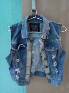 Distressed Denim Cropped Jacket