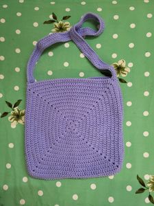 Lilac Sunflower Crochet Bag