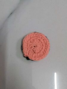 Handmade Crochet Cream Biscuit Keychain.