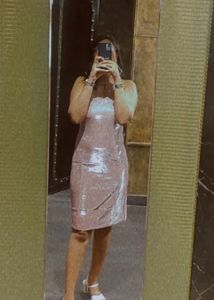 Shimmery Rose Pink Bodycon Glitter Dress