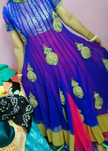 Elegant Blue & Pink Anarkali