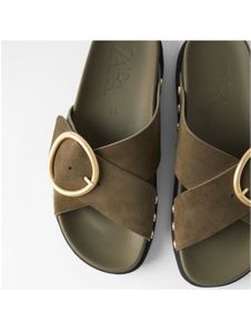 Zara Leather Buckle Flats