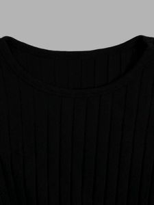 Black Ruched Bodycon Ribbed Mini Dress