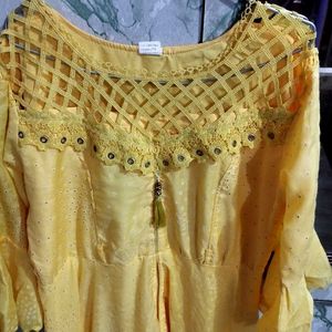 Yellow Embroidered Kurta