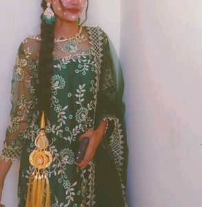 Green Embroidered Kurta Set