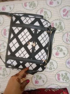 Sling Bag Black And White Combination