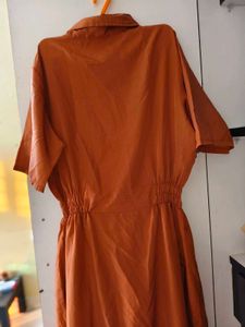 Coral Orange Button-Down Dress
