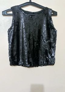 Sparkly Black Sequin Tank Top