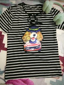 Striped Dog Graphic Tee