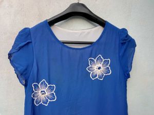 New With Tag Blue Floral Korean Cute top