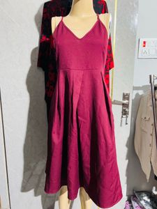 Burgundy Fit &amp; Flare Dress