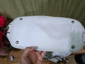 YSL White Quilted Leather Bucket Bag