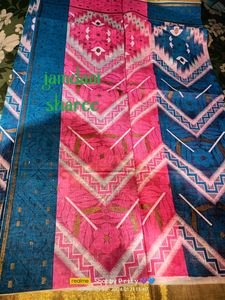 Light Blue And Pink Jamdani Saree