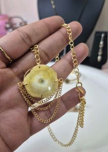 Raw Solar Agate Stone Pendant Necklace