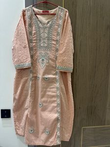 Peach Embroidered Kurti