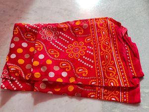 Beautiful Red Saree With Bandni Print