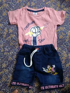 Baby Shirt & Denim Shorts Set 6 - 12 Months