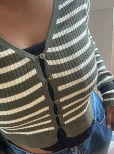 Striped Crop Cardigan