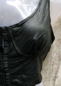 Black Faux Leather Bralette